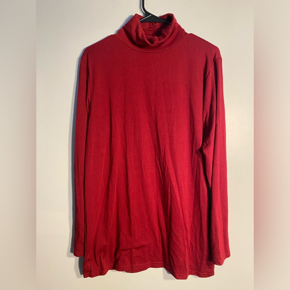 Item 131 Classic Red Turtleneck Long Sleeve Top